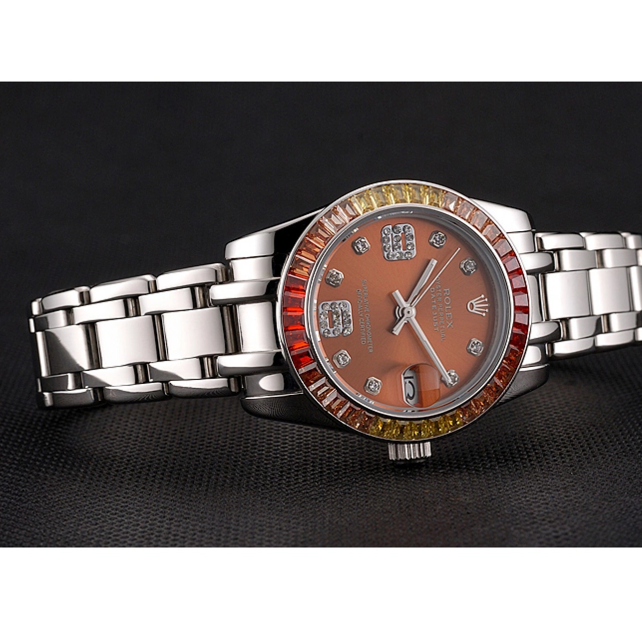 Aaa replica watch Stainless 39 Bracelet Datejust Cognac Pearlmaster And Rolex Steel Case Dial 0817